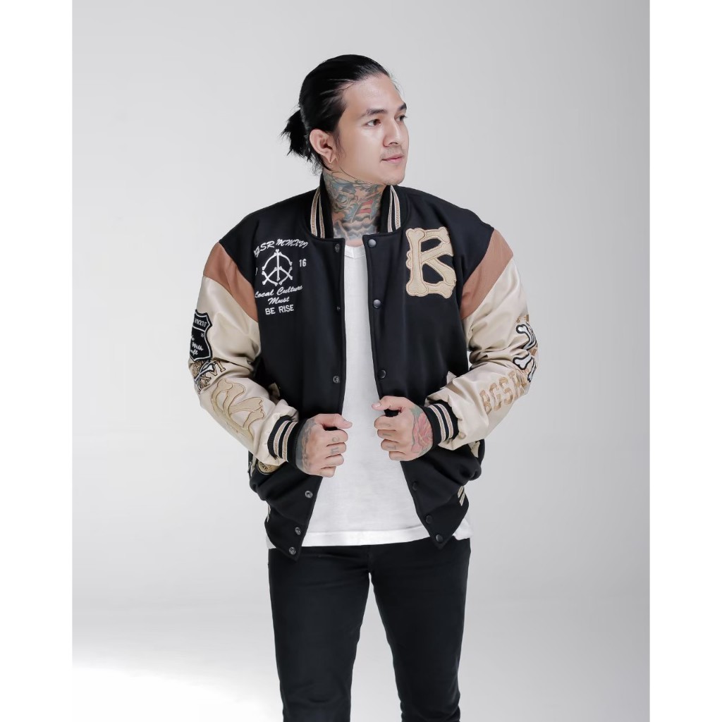 Jaket Baseball  Bone X-09 Varsity Jacket Pria Windbreaker Bordir Tebal Adem GAYA masa kini