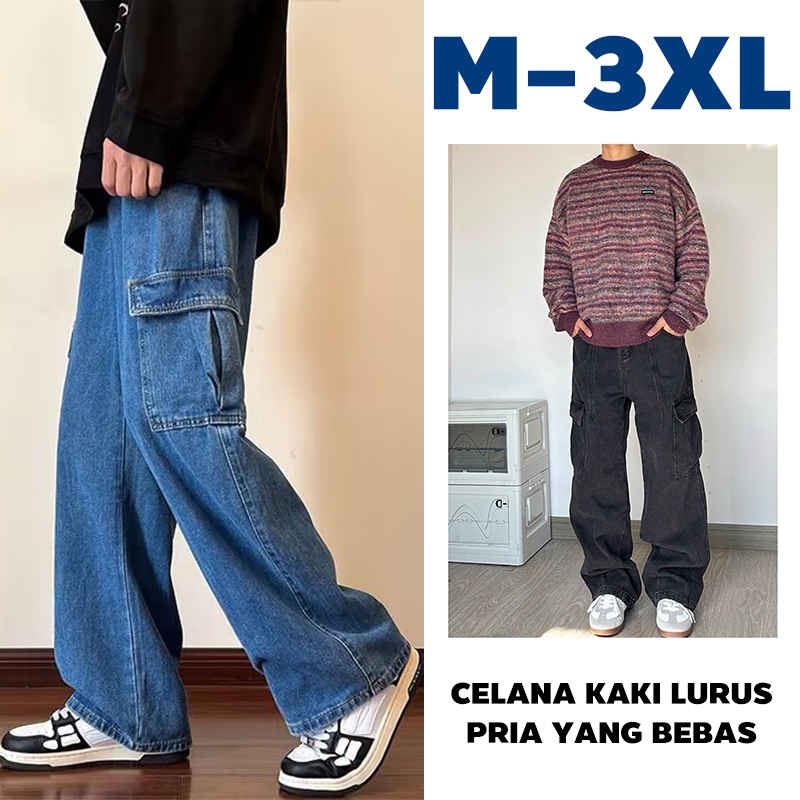 Celana jeans pria celana panjang pria korean style celana kulot pria baggy jeans pria celana jeans c