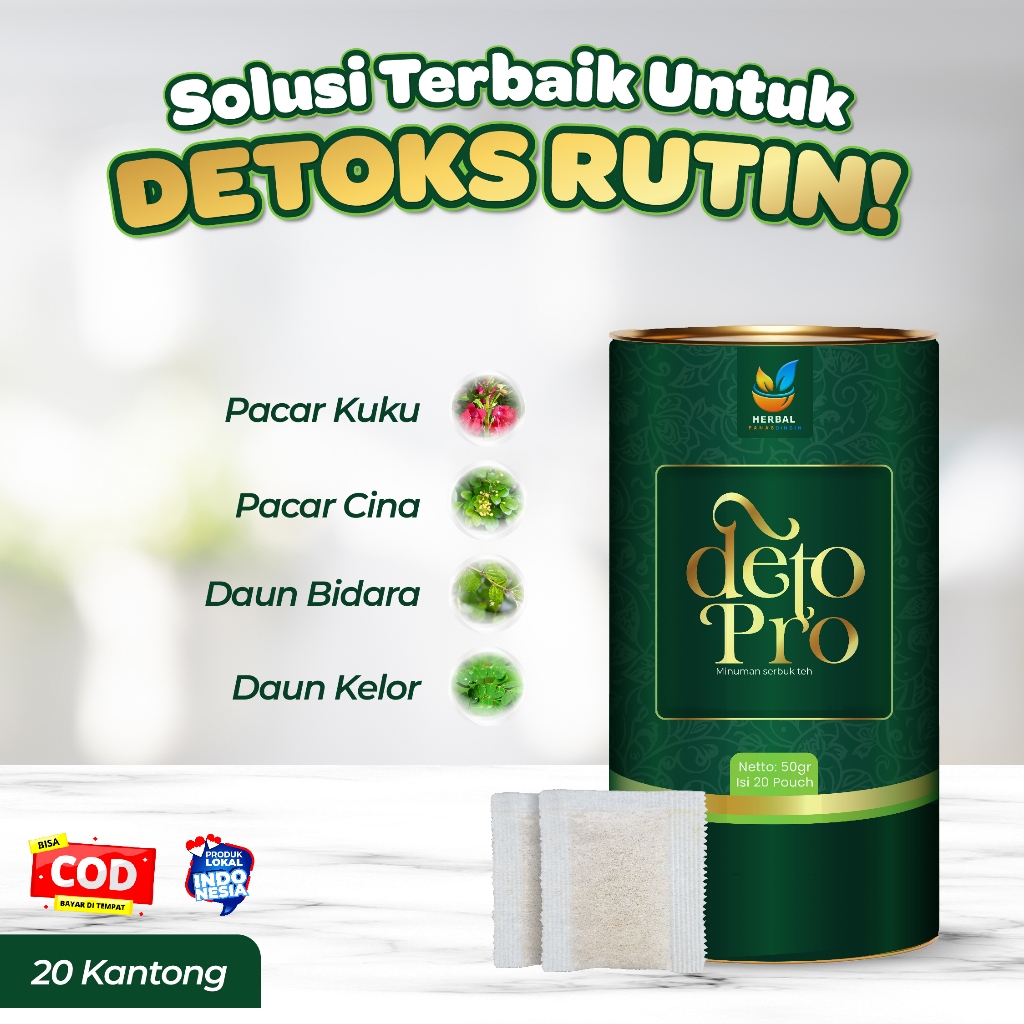 

Bundling 2 Kaleng Deto Pro by Herbal Panas Dingin Teh Herbal Detox Sistem Pencernaan 50gr 20 Kantong Teh Celup pelangsing Badan