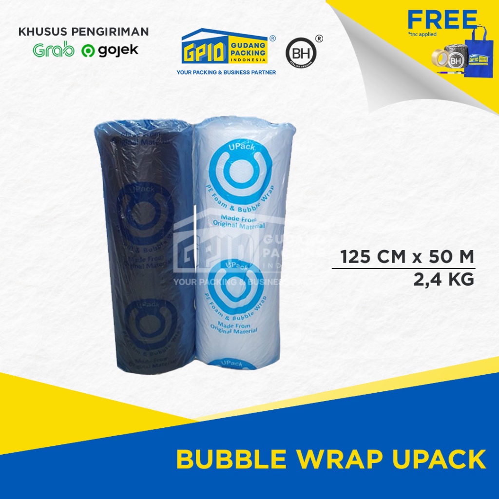 

InJO (GOSEND/GRAB) U-PACK - Bubble Wrap Tebal Hitam / Putih 125cm x 50 m
