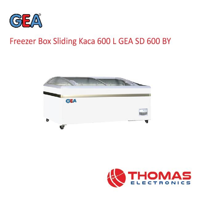 Sliding Curve Glass Freezer 600 Liter GEA SD600BY SD 600 BY Freezer Box Sliding Kaca Garansi Resmi