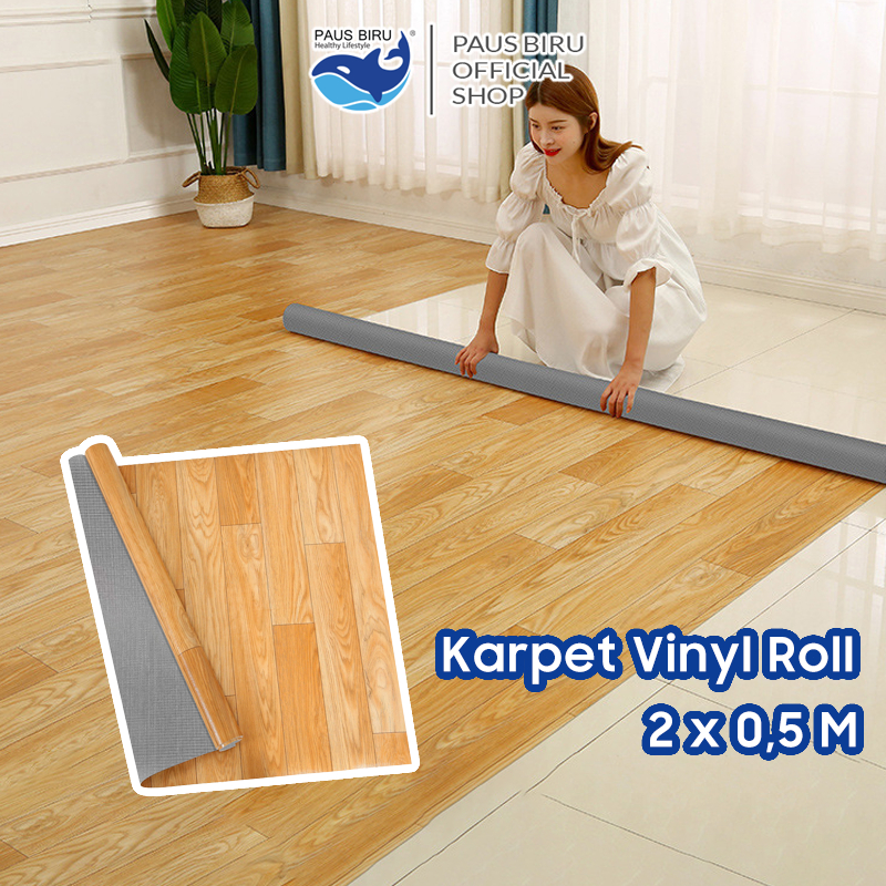 Paus Biru - Karpet Lantai Vinyl Roll Tebel 0.7mm Decorasi Lantai 50cm Meteran 2m KLV