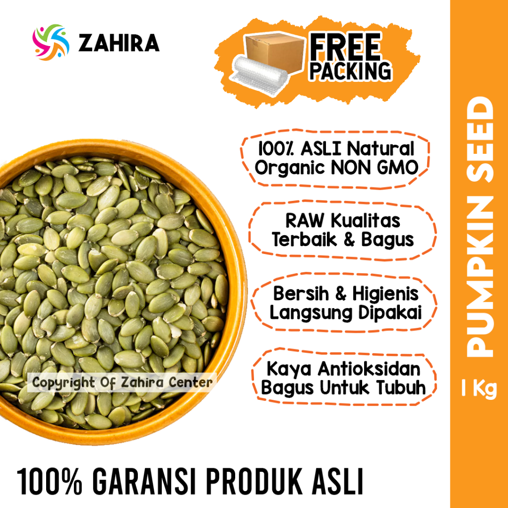 

PUMPKIN SEED 1KG Organic Biji Labu RAW Kualitas Premium Kaya Antioksidan Bagus Untuk Snack Camilan