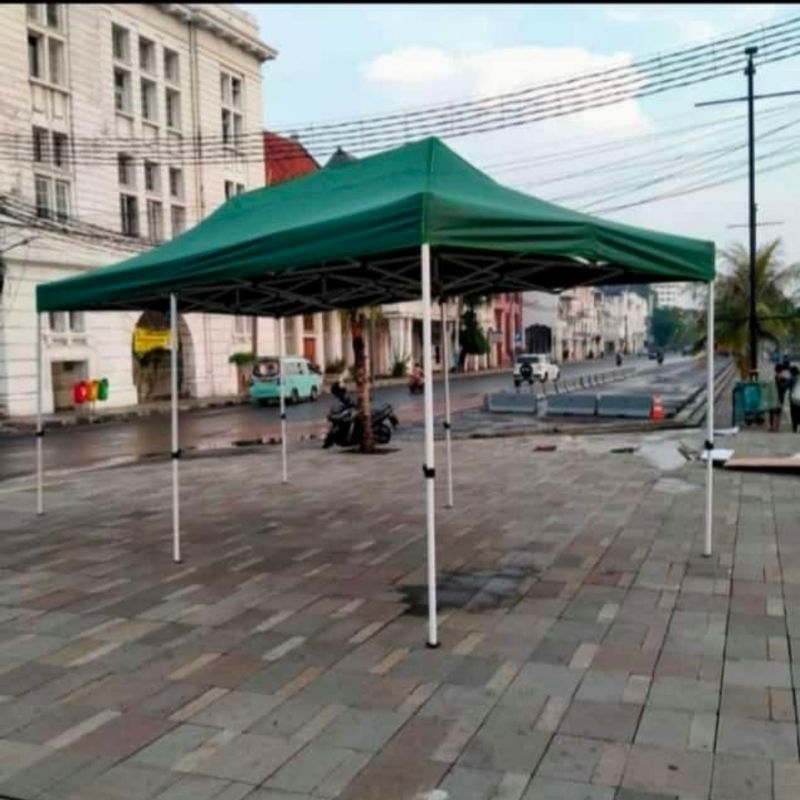 tenda lipat ukuran 3x6 premium besi hollow tebal besi 1,2 mm bahan atap d800