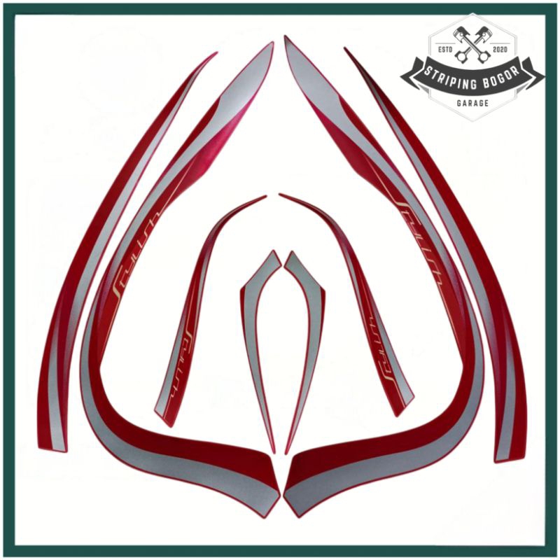 stiker striping motor honda scoopy 2022 prestige stylish merah matte list body standar terbaik termu