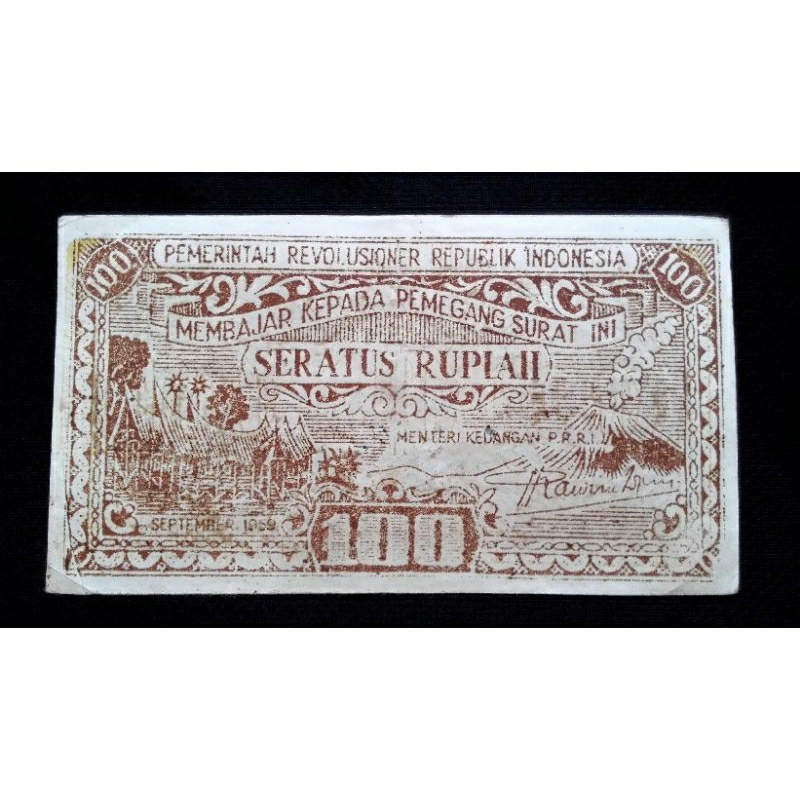 Uang Kuno 100 Rupiah 1959 PRRI Permesta