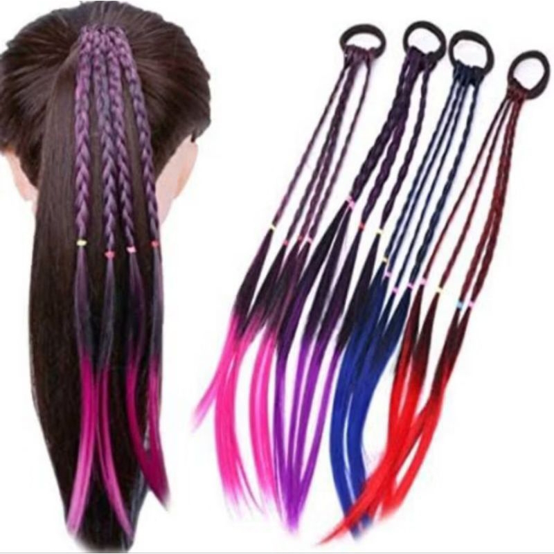 VR Karet Rambut Palsu Wig Rambut Karet Rambut Kepang Bando Kepang Bando Rambut Kepang