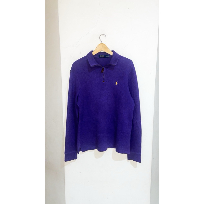 Sweater Quarter Zipper Half Zip Polo Ralph Lauren Purple Gold Logo