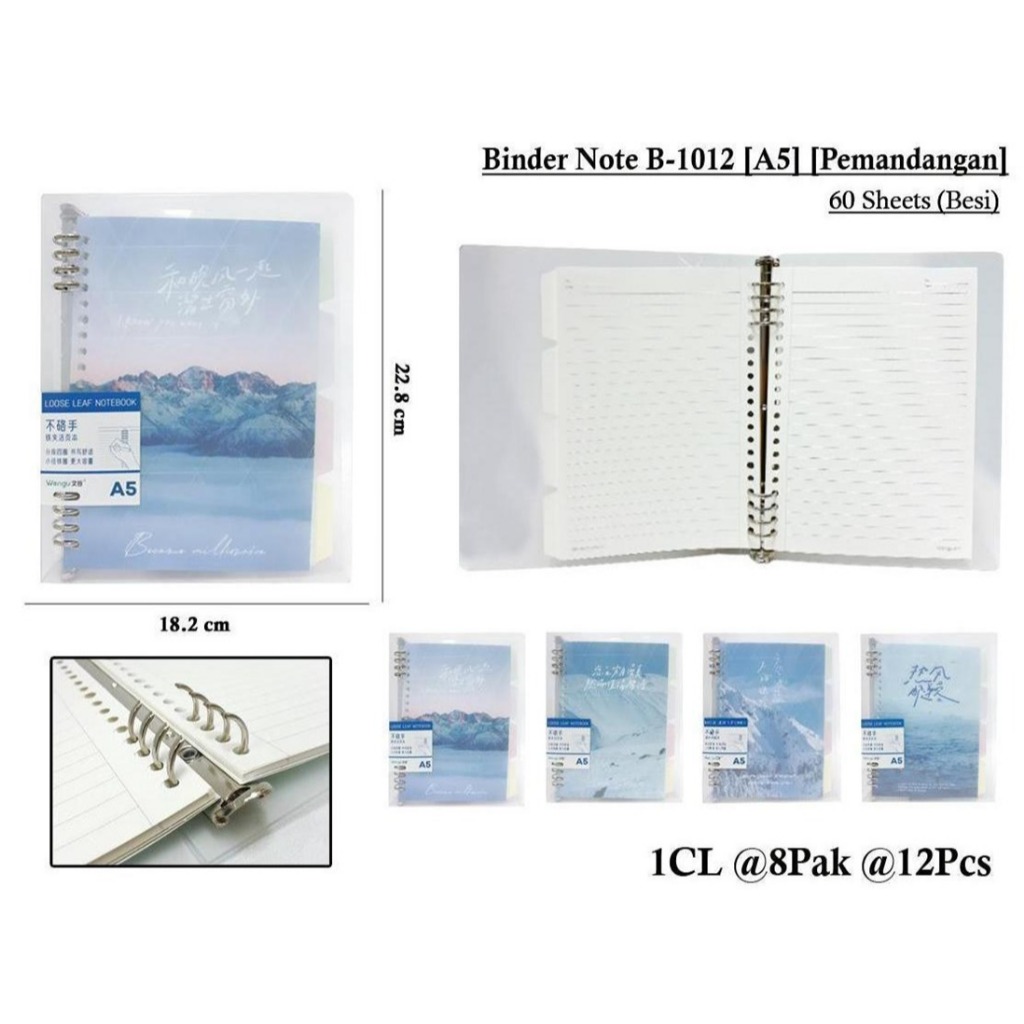 WENGU BINDER NOTE RING BESI - BUKU BINDER CATATAN RING BESI UKURAN A5