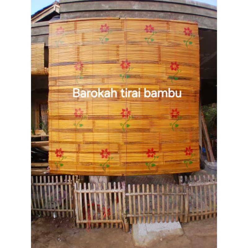 tirai bambu gulung outdoor motif termurah di shpoee, kerei, tirai bambu gulung teras rumah