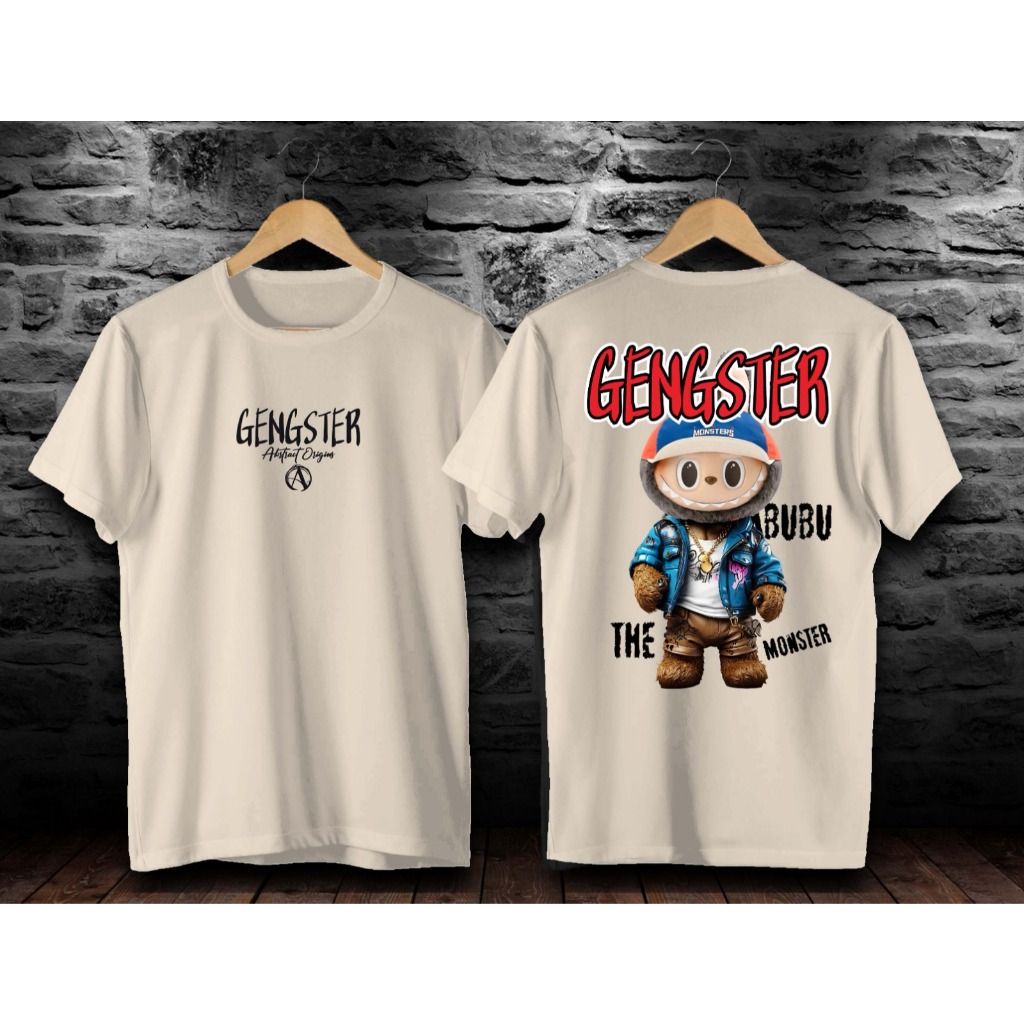 T-SHIRT KAOS  PRIA TERBARU GANGSTER LABUBU CREAM / KAOS KATUN / BAJU COWOK KEREN / KAOS MURAH / KAOS