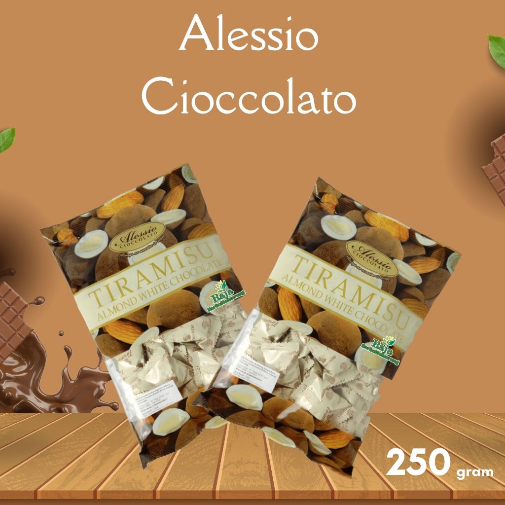 

Cokelat Alessio | Alessio Cioccolato | Tiramisu Almond White Chocolate | Cokelat Almond Halal 250 gram | Cokelat Almond Tiramisu Premium