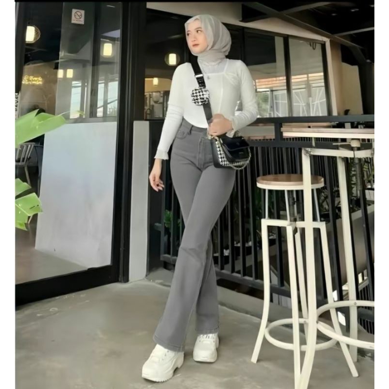 Celana Cutbray Knit Wanita Highwaist / Celana Loose Knit Korean premium Model Bawah Belah / Kulot Lo