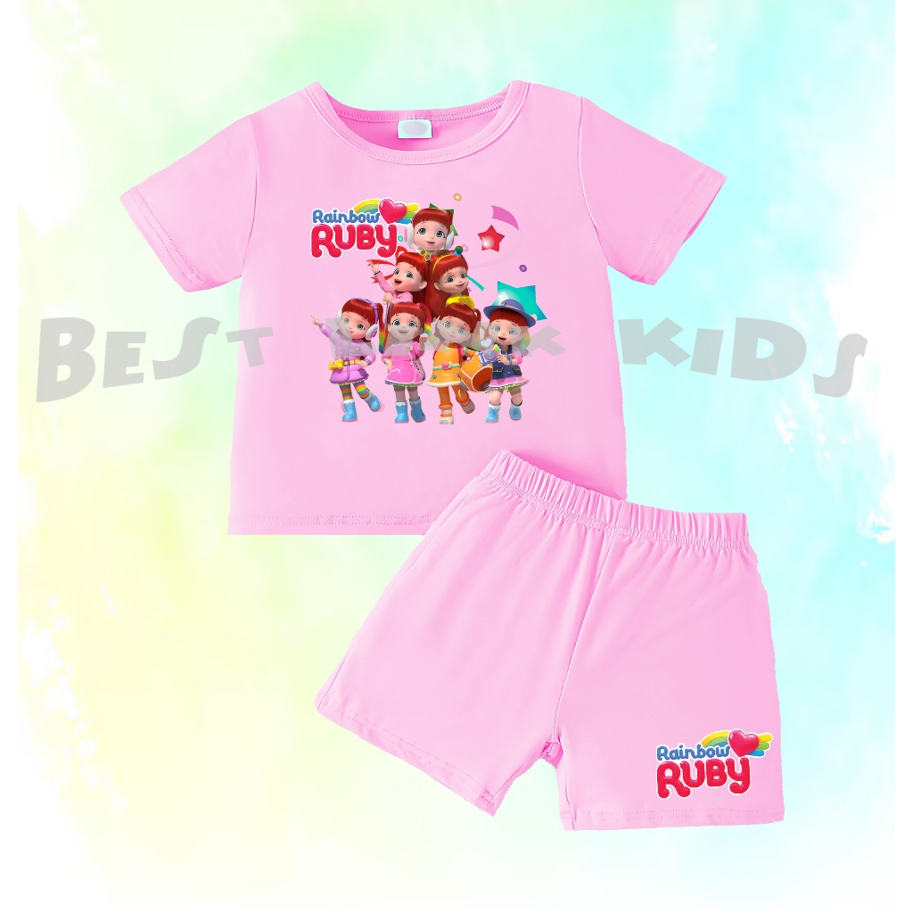 Baju Setelan Anak Costum Rainbow Ruby Setelan Kaos Anak Ruby Karakter