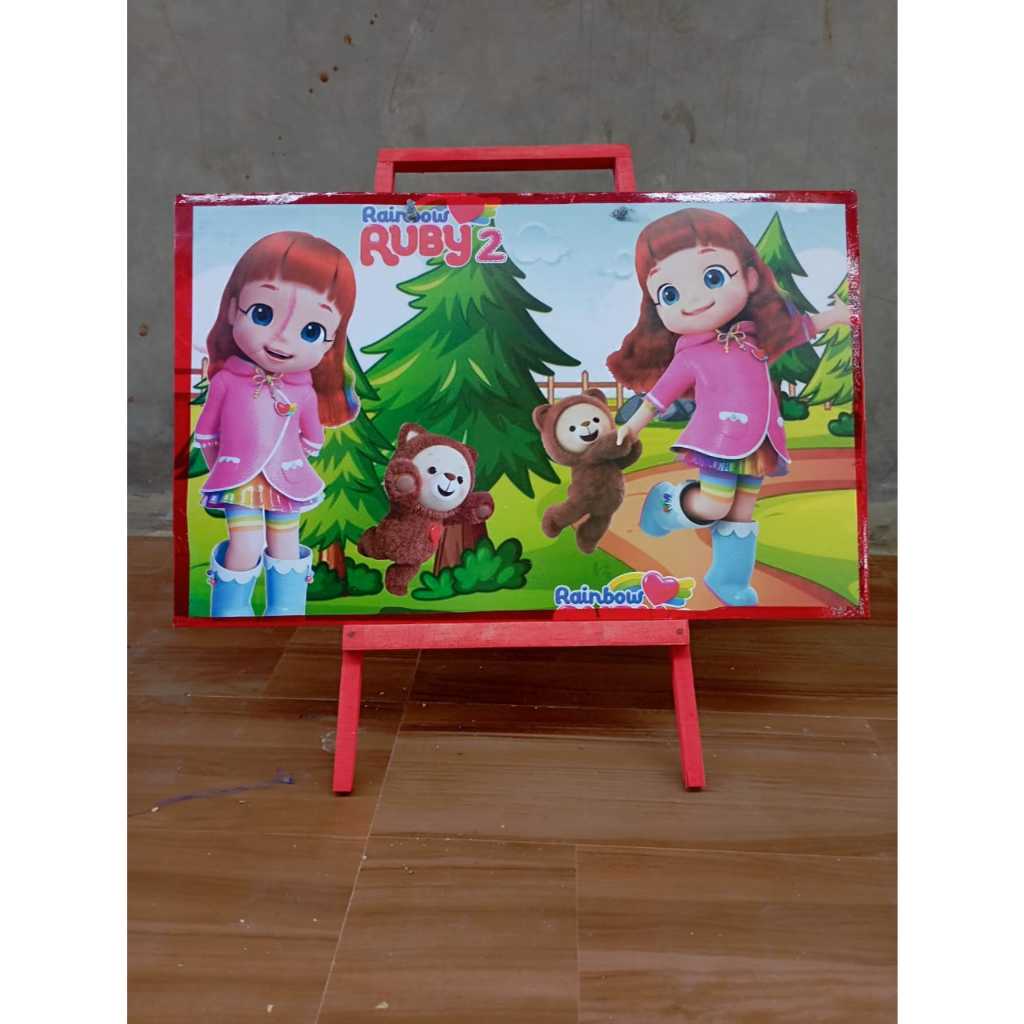 

gratis spidol dan penghapus 1set papan tulis anak pakai penyangga white board anak gambar karakter tung tung sahur