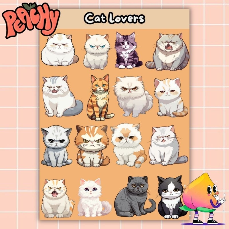 

Peachy SS - Cat Lovers Sticker Sheet | sticker Waterproof | sticker vinyl | sticker deco | sticker tumbler | stiker anti air | sticker buku journal | sticker HP laptop | sticker murah | sticker band | sticker helm | sticker pack | sticker A6 | aesthetic
