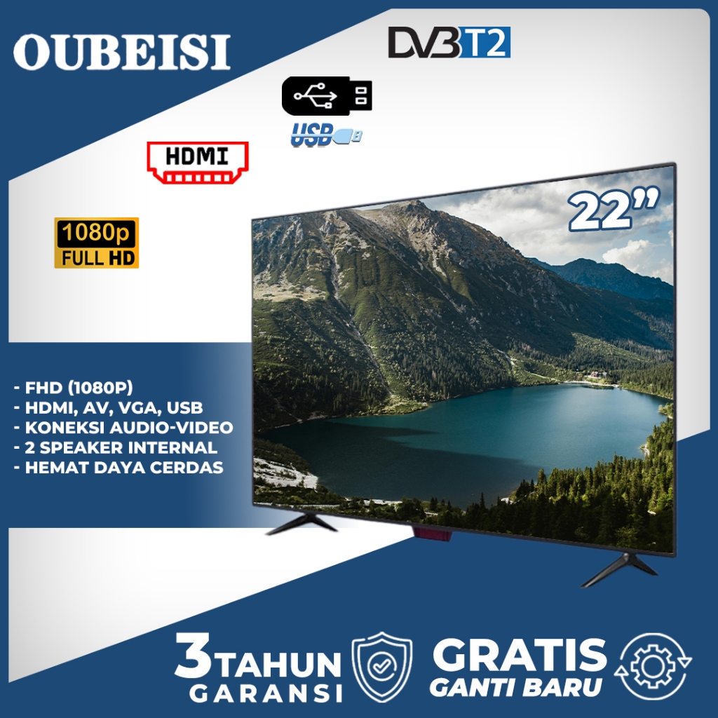 OUBEISI TV  LED Monitor 22 inch layar komputer Gaming Monitor tv led digital 22 inch Televisi FULL H