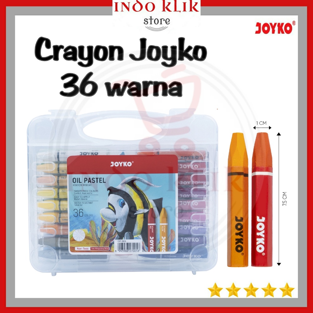 

KODE F53D Crayon Joyko OP36S Krayon minyak 36 Warna Oval Oil Pastel Crayon Non Toxic OP 36 S
