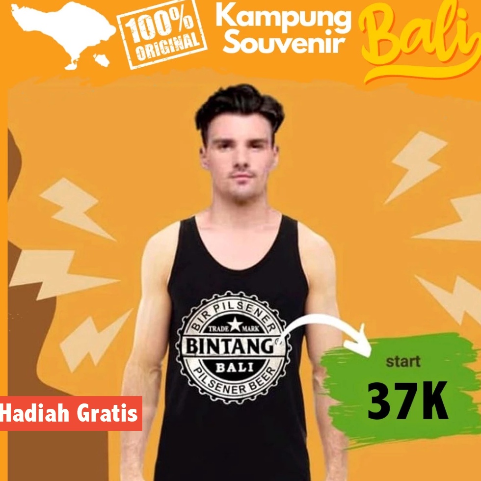 KODE A68H kaos Singlet pria dewasa Khas Bali Bintang Ganesh dan Motif Oleh Oleh Khas Bali