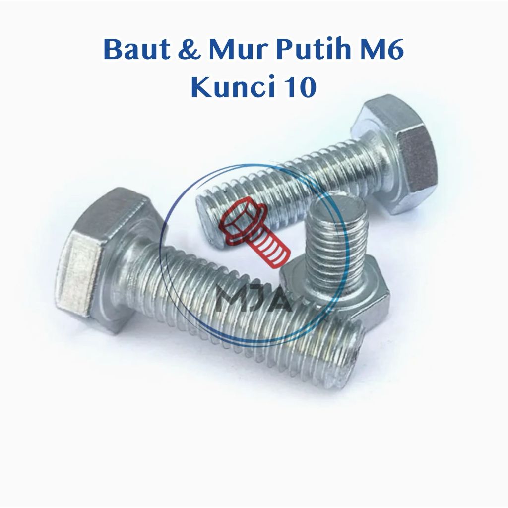 BAUT MUR PUTIH M6x25 KUNCI 10