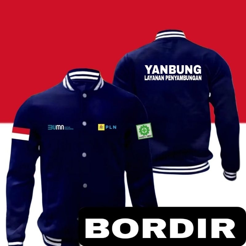Jaket bordir PLN jaket baseball PLN jaket YANBUNG listrik pintar jaket bomber listrik pintar jaket P
