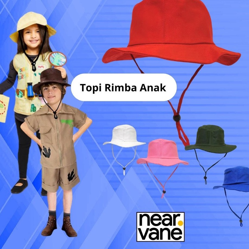 Terkini Topi Rimba Hat Tali Safari Adventure Bucket Hat Anak Laki Laki Perempuan Lucu Umur Usia 1 2 