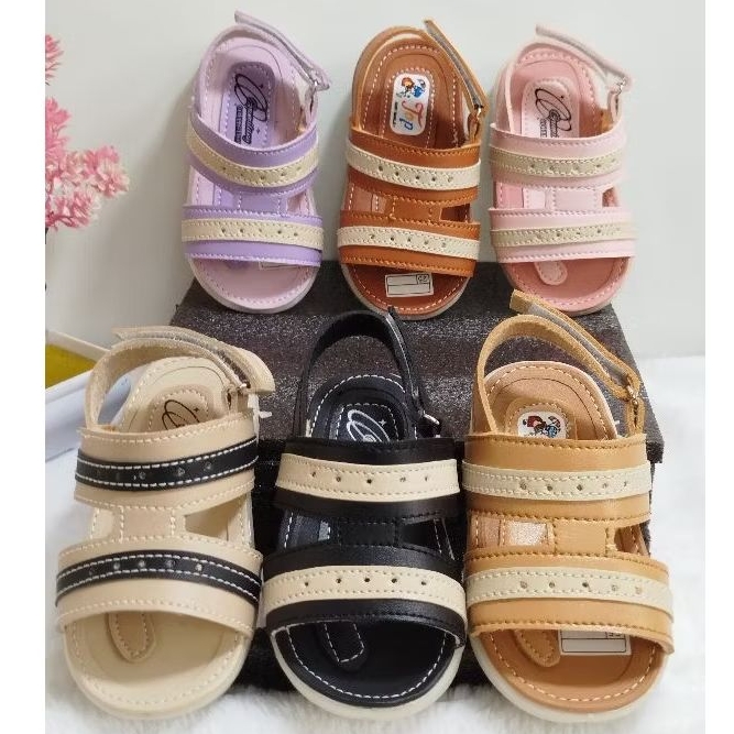 Sandal Vierra anak laki-laki perempuan motif garis variasi dan bunyi suara cit"cit" varian warna hit