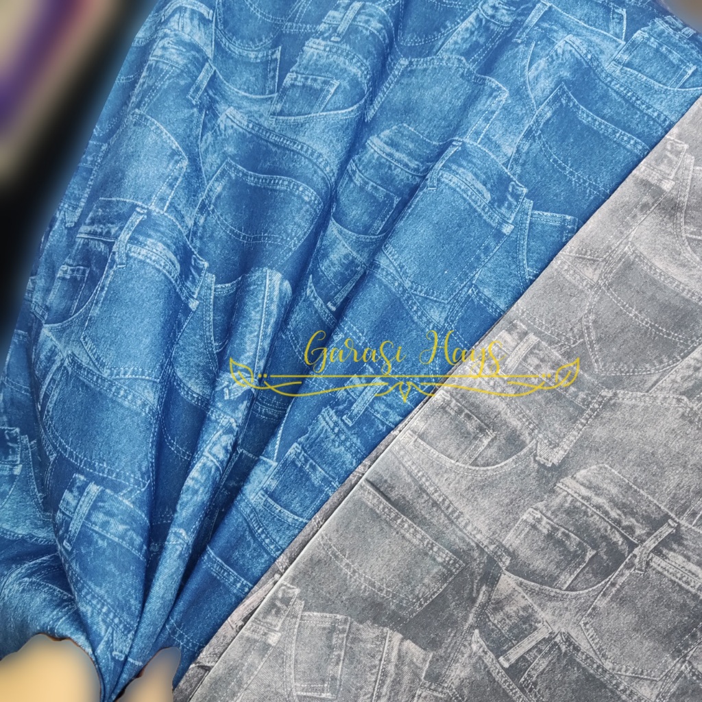 Kain Katun Swiss Lebar 150cm Motif Jeans