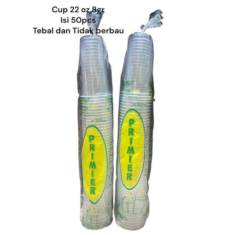 Gelas Plastik / Cup 22oz 8gr datar(50pcs)