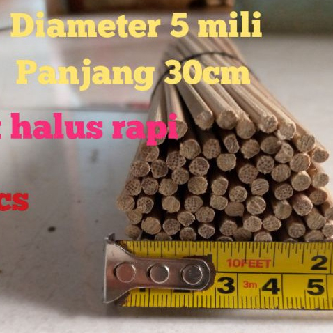 tuduk lidi bambu panjang 25cm/5mili/100pcs/tusuk corn dog/buket/tusuk sate/tusuk panggang/tusuk buke
