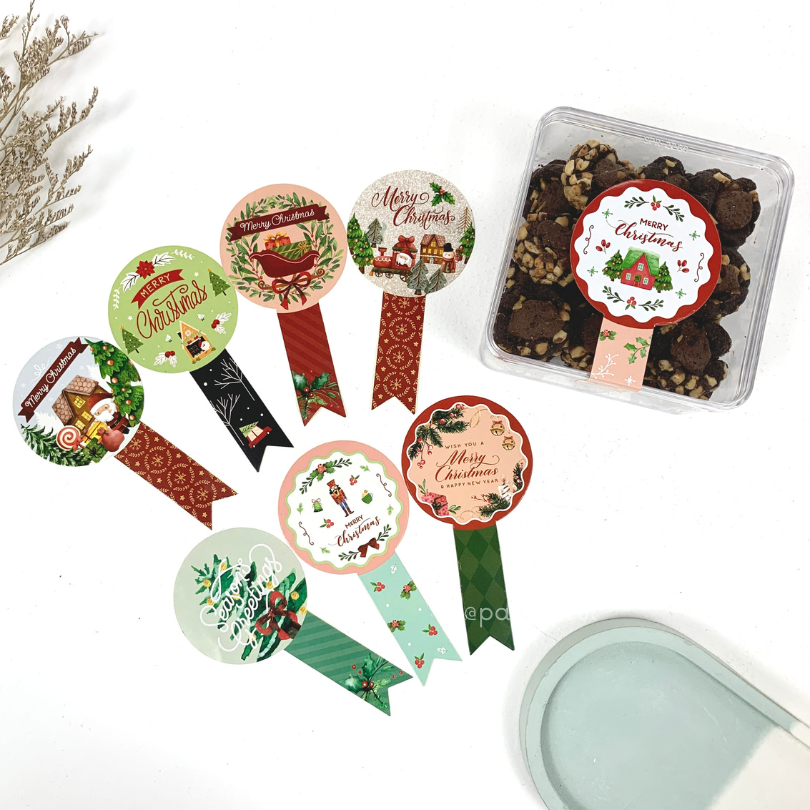 

Sticker Ribbon Label Segel Toples - Natal / Christmas