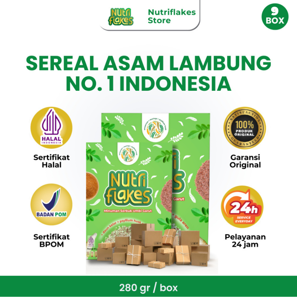 

Nutriflakes Sereal Umbi Garut Asam Lambung Original 9 Box