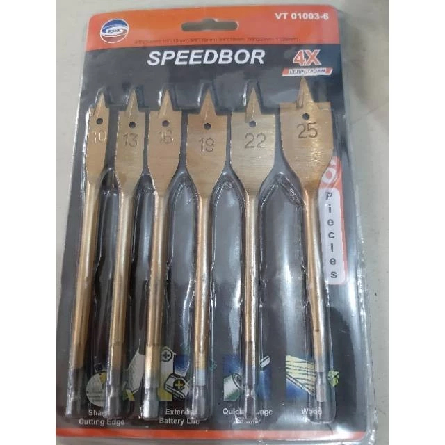 Mata Bor Lubang Kayu Model Kipas Mata Bor Pelubang Kayu Mata Bor Kayu 6 Pcs Flat Wood Drill Bit
