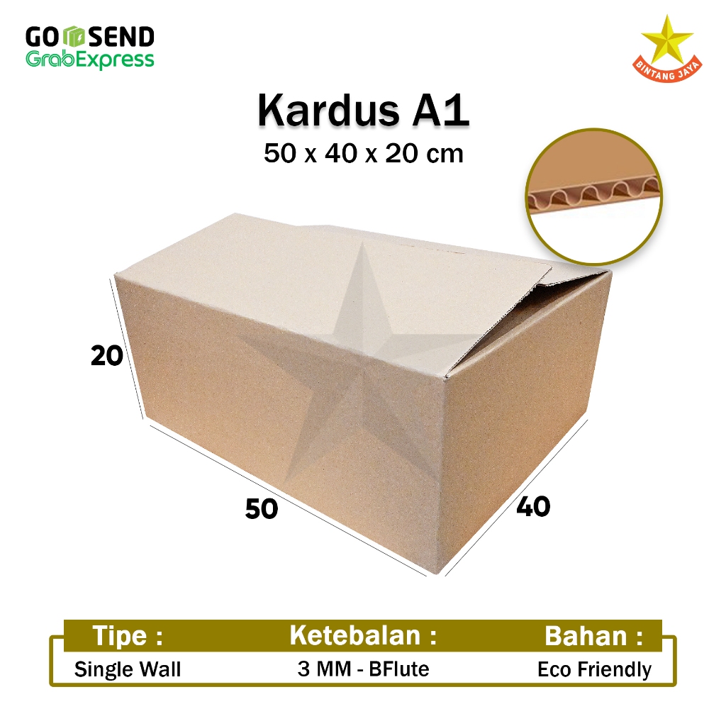 

Kardus Karton Box Jumbo Besar B Flute Polos Baru Uk 50x40x20 cm Murah