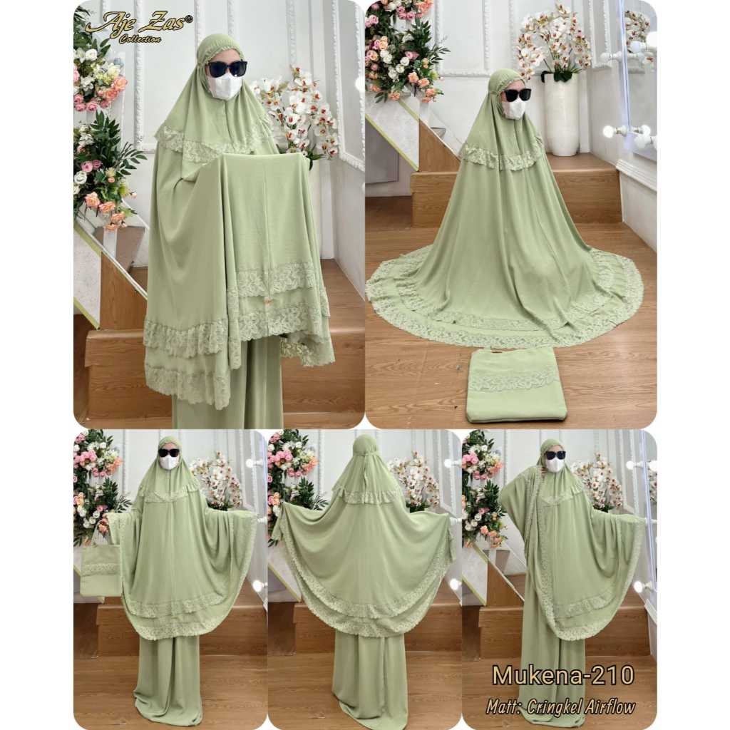 BISA COD TERBARU Mukena Dewasa Kode-210 All Size Bahan Kringkel Airflow Premium By Ory AjeZas Colle