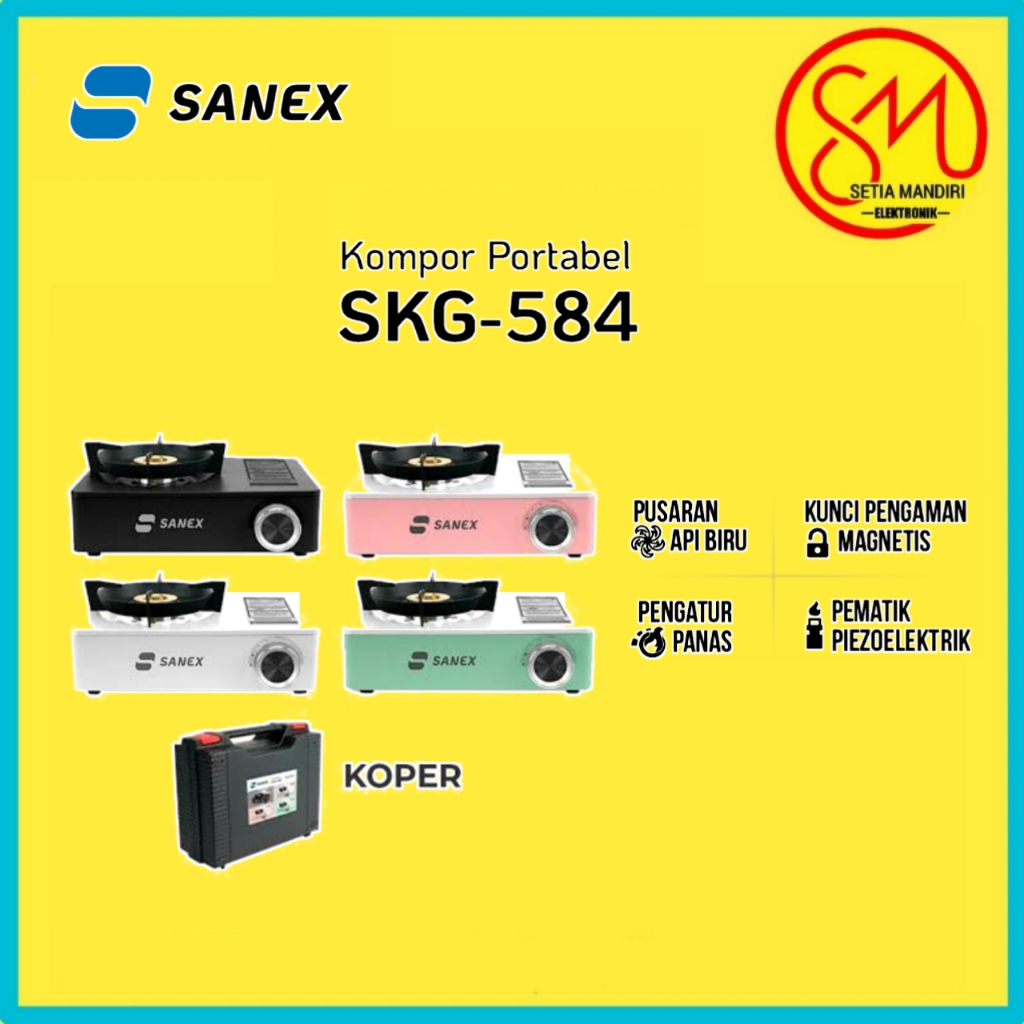 SANEX Kompor Gas 1 Tungku Portable Estetik Api Biru Safety - FLOOM SKG-584