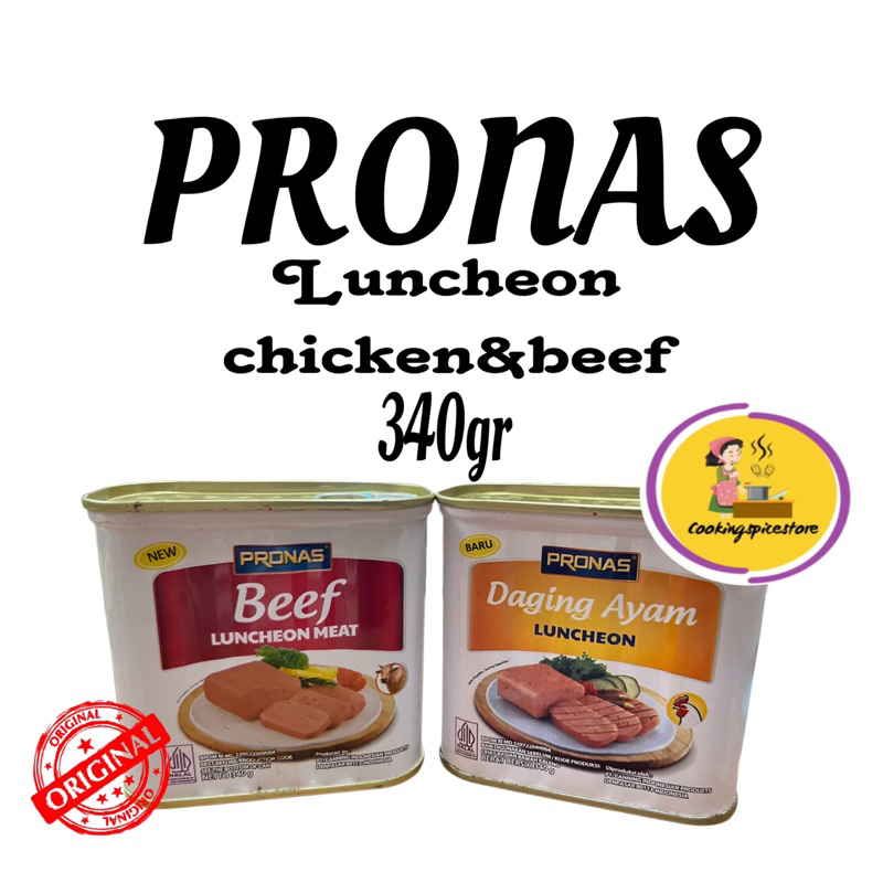 

Pronas Luncheon Daging Ayam / Daging sapi daging blok serbaguna olahan kaleng 340gr