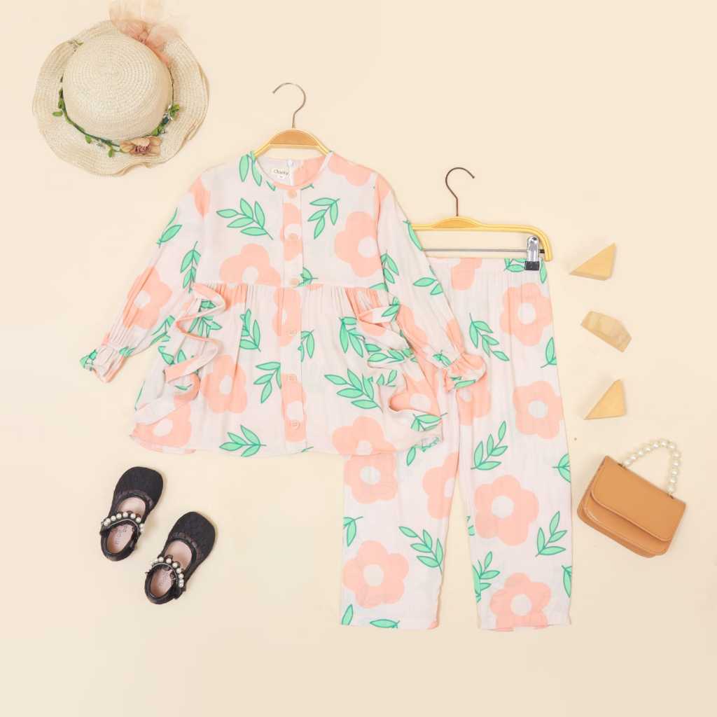 Chieky- One set Rayon Premium Anak / Set Tunik anak Usia 1-2 Tahun/setelan anak perempuan