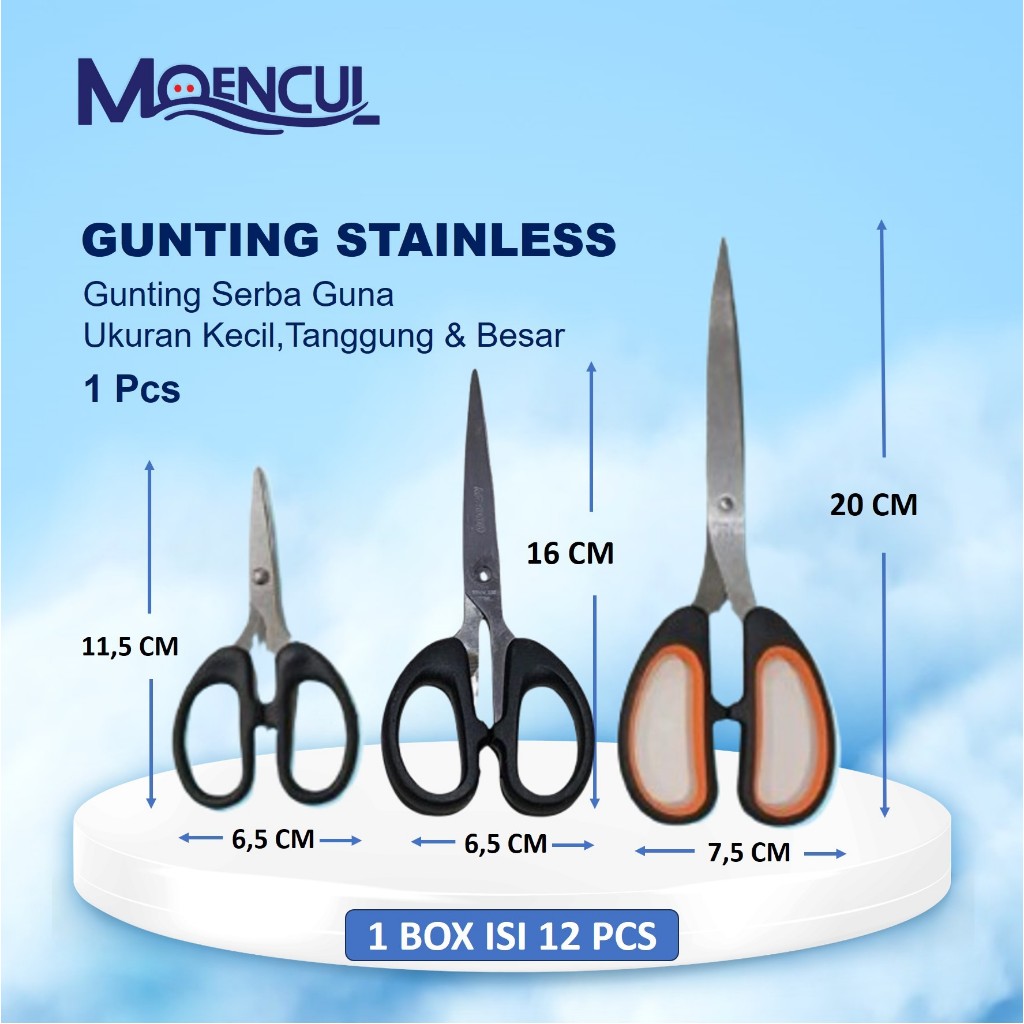 

Gunting Stainless Tajam Kecil Sedang Besar / Gunting Kertas / Gunting Potong Serba Guna / Moencul