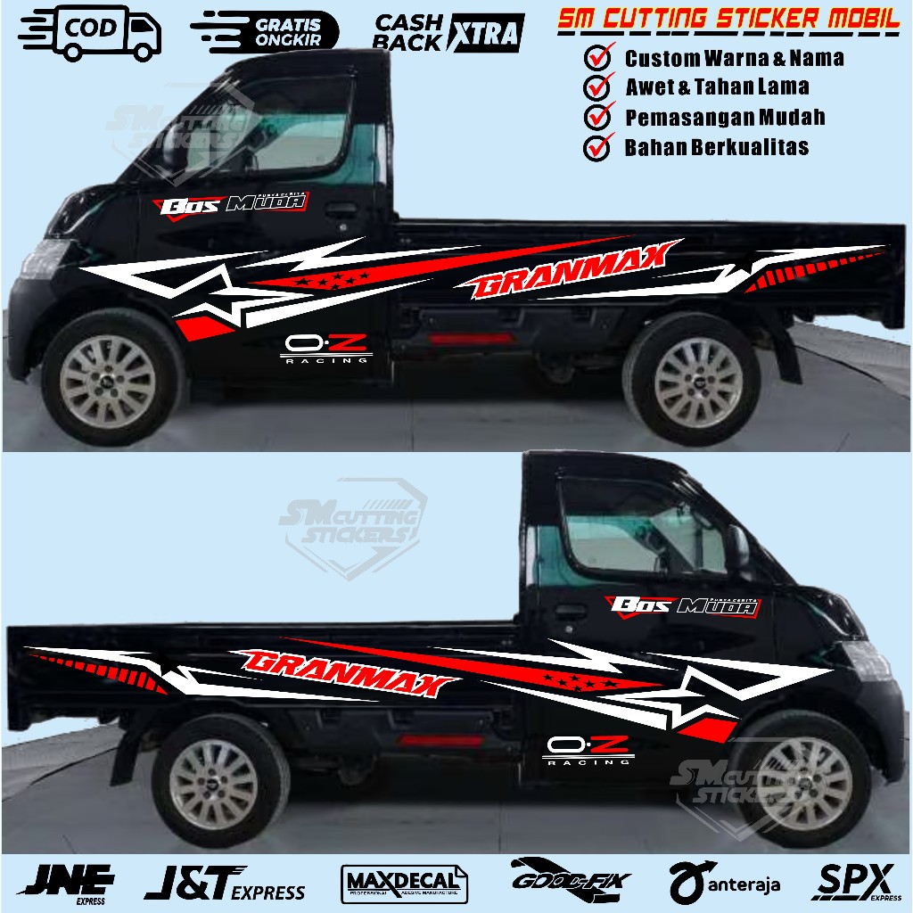 [COD] 2PCS PROMO STIKER CUTTING MOBIL PICK UP DAIHATSU GRANMAX PICK UP BISA RIQUEST KATA KATA