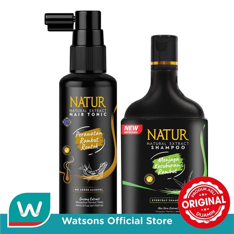 Natur Hair Tonic Ginseng 90ml & Shampoo Aloe Vera 80ml Banded