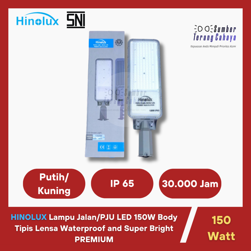 Lampu Jalan/ PJU Premium 150 Watt SNI Merek HINOLUX Cahaya Putih/ Kuning