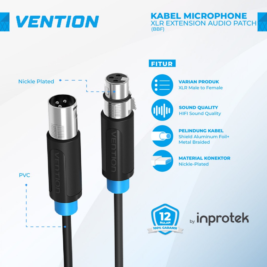 Vention Kabel Aux Audio Microphone XLR Male to Female