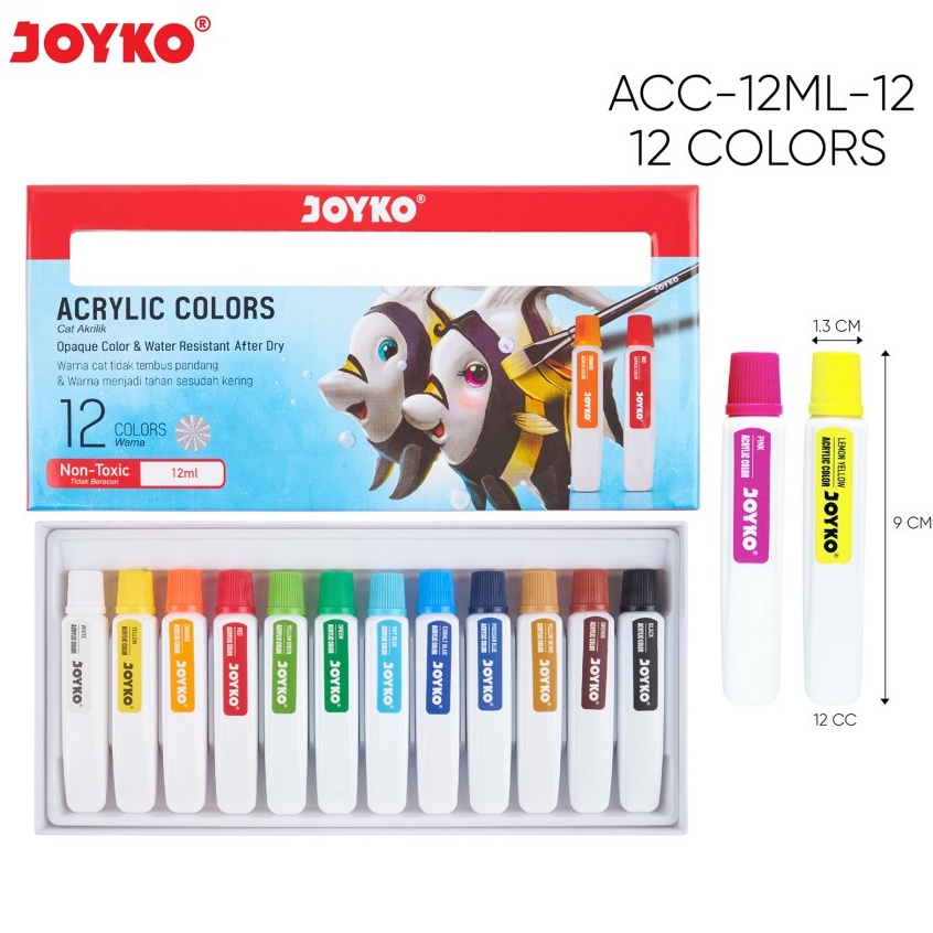 

KODE V64F Cat Acrylic Akrilik Joyko 12 Warna AC12ML12C