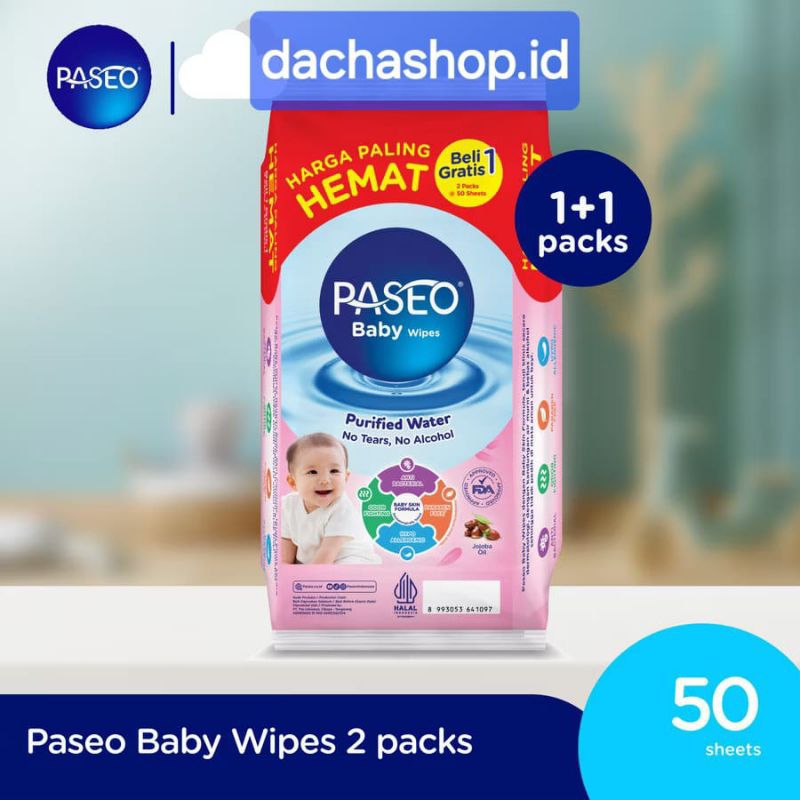 Paseo Baby tisu Basah Jojoba Paseo Tisu Bayi Beli 1 Gratis 1 Paseo Tisu Basah Bayi Termurah