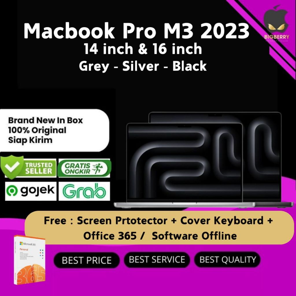 MacBook Pro 2023 14 16 Inch M3 Pro M3 Max Grey Silver Black RAM 8GB 18GB 512GB 1TB