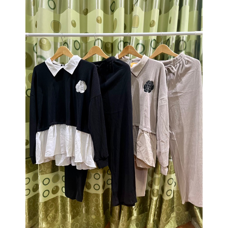 Flower Blouse - Atasan Rompi Wanita - Set Rompi wanita - Kemeja Blouse Knit Halus