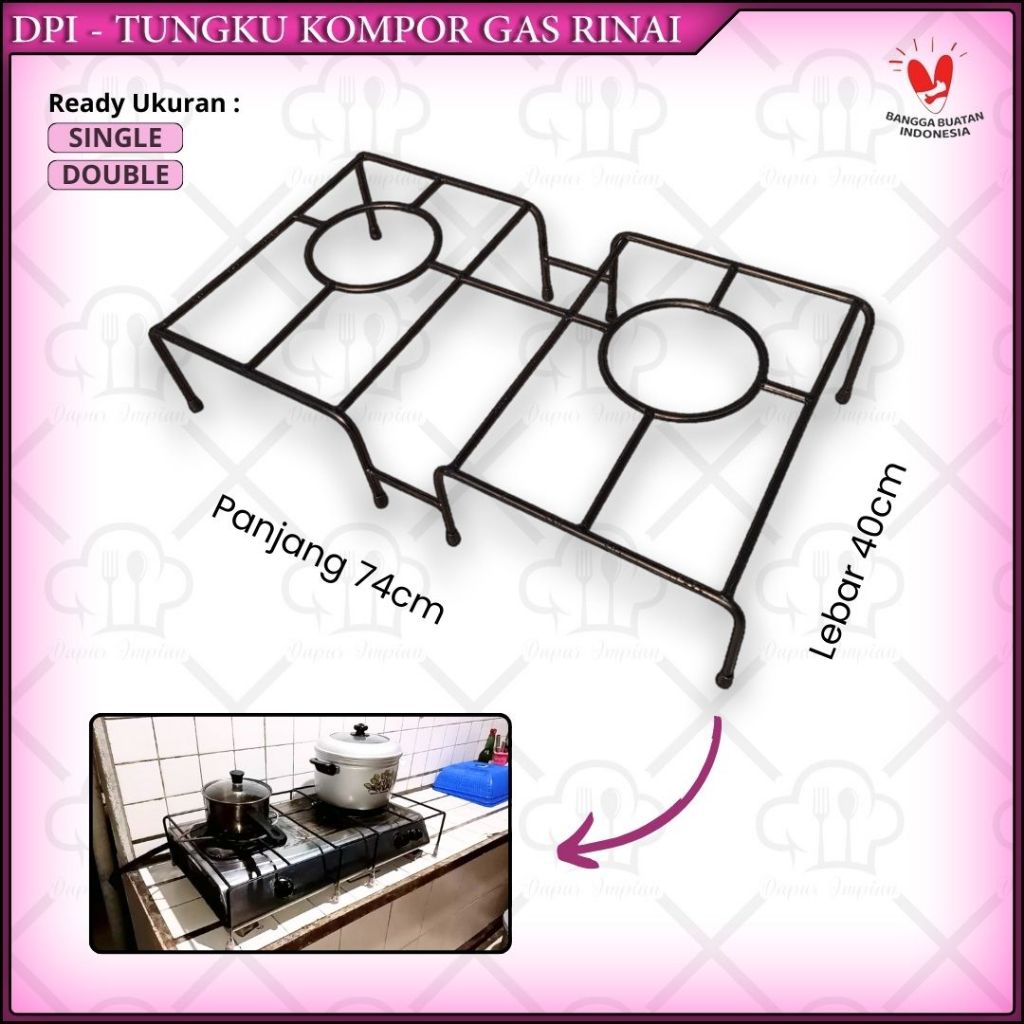 Tungku kompor gas rinai rak kompor gas 2 tungku tempat dudukan kompor rinnai 1 & 2 tungku
