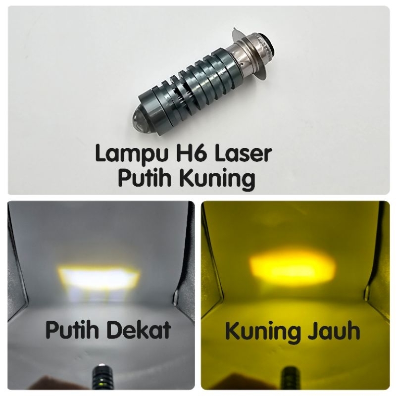 Lampu Utama Led Motor H6 Laser Matic Bebek Putih Kuning - Lampu Motor H6 Laser Universal Motor Matic