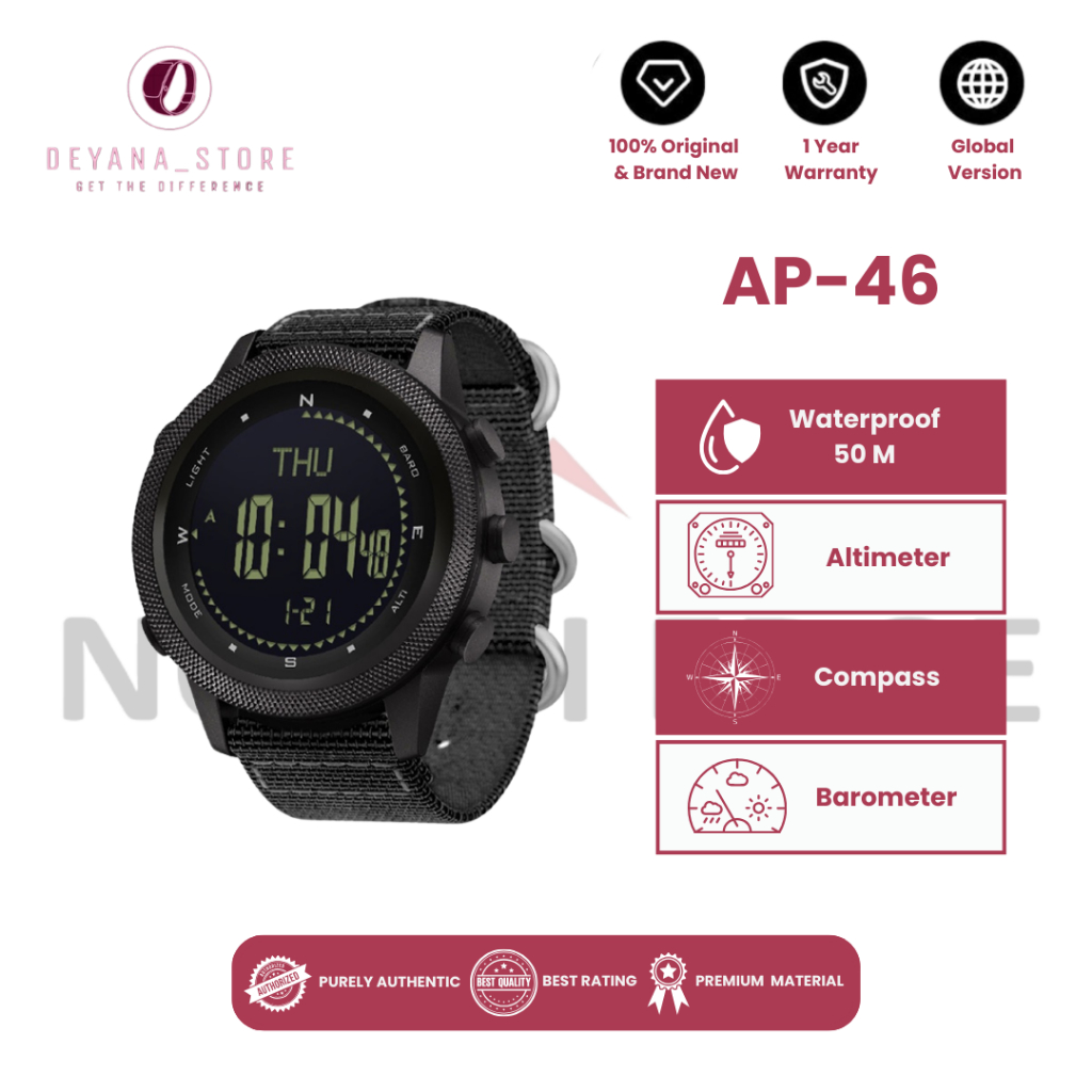 NORTH EDGE APACHE-46 JAM TANGAN PRIA PEDOMETER, BAROMETER, TEMPERATURE, ALTIMETER